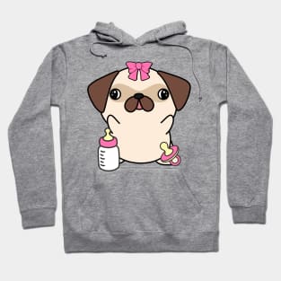 Cute Pug is a baby - girl Hoodie